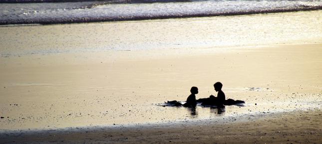 Abend Strand Bild auf Leinwand