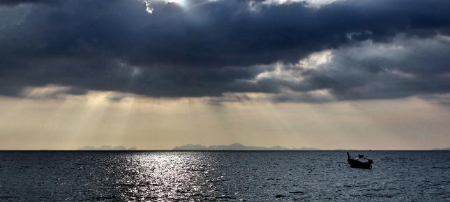 Boot im Meer Bild auf Leinwand