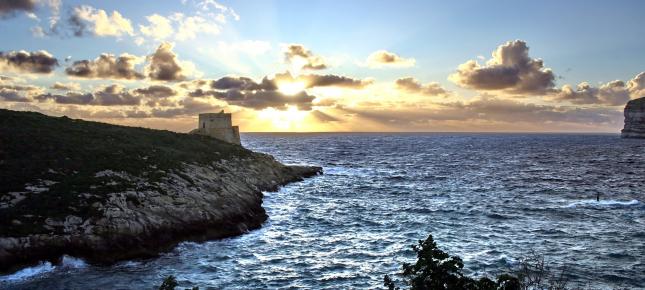 Burg am Meer Bild auf Leinwand