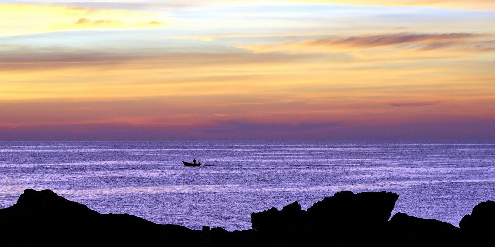 Einsames Fischerboot Leinwand