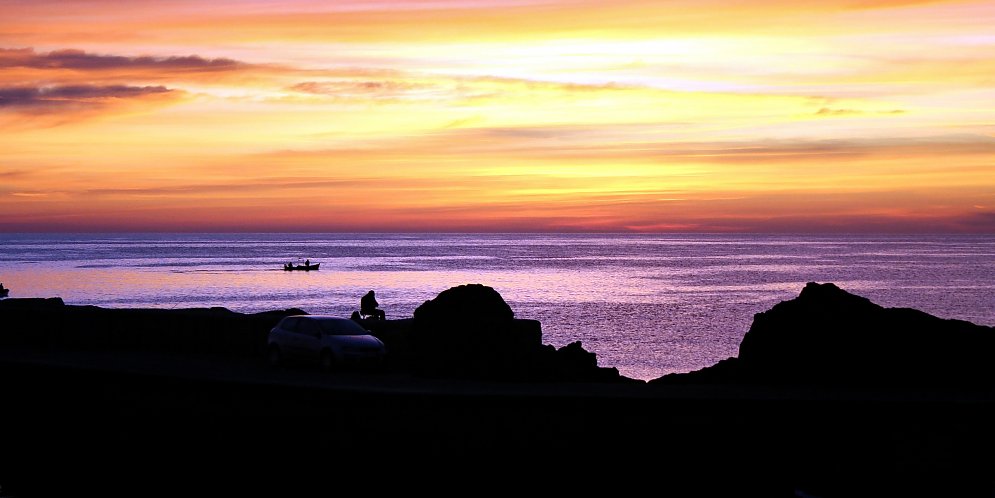 Fischer im Morgenrot Leinwand