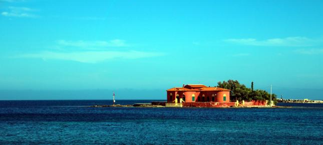 Meer Villa Bild auf Leinwand