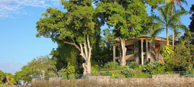 Insel mit Villa Bild auf Leinwand