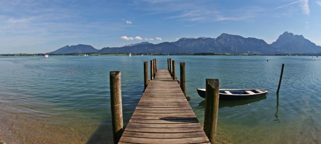 Steg am See Bild auf Leinwand