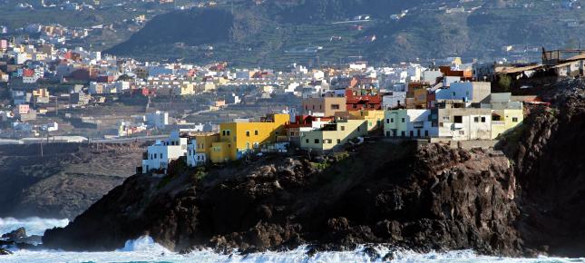 Baustil Gran Canaria Bild auf Leinwand