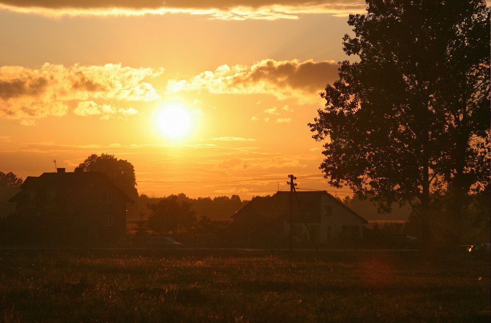 Abendsonne Dorf Leinwand