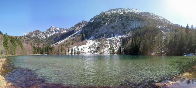 Bergsee im Winter Bild auf Leinwand