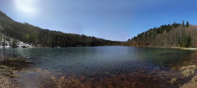 Bergsee Bild auf Leinwand